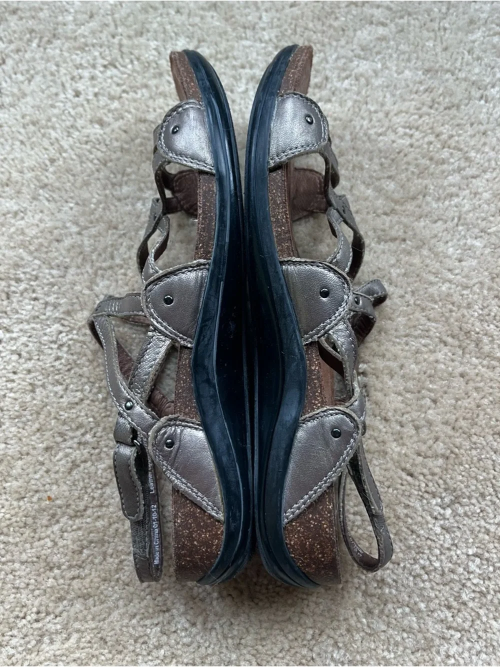 Dansko Jolie Gold Strappy Leather Comfort Cork Sandals - Sz 41 (10.5-11) - VGUC